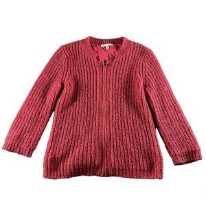 CAbi Sweater Womens Size M Pink Mohair Wool Fuzzy 620 Bracelet Sleeve Full Zip